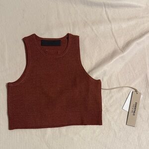 Essentials Ribbed Crop Tank Top - Rust Brown